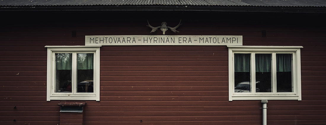 Man in beautiful Finnish very green forest